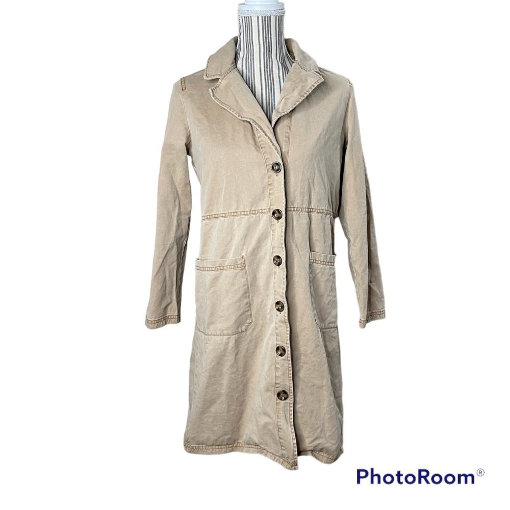 Movint New York Lightweight Long Coat Jacket Beige Light Tan Size S